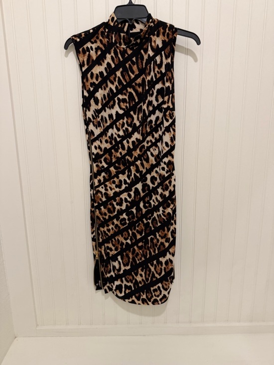 Cache Dresses & Skirts - Cache Leopard-Print Sleeveless Dress in Black & Brown